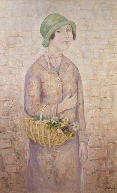A Girl with a Basket of Flowers by Tadeusz Makowski